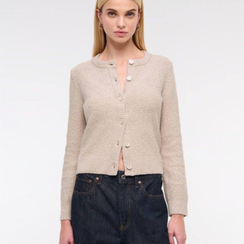 Abercrombie Beige Crew Cardigan